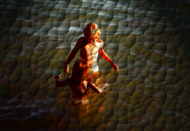 Cynthia and Anne swimming