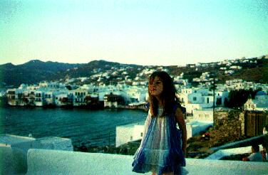 Cynthia in Myconos-City looking to Delos